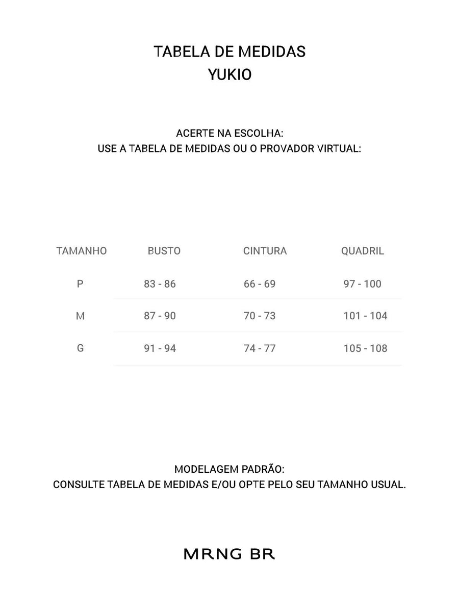 Tabela de medidas