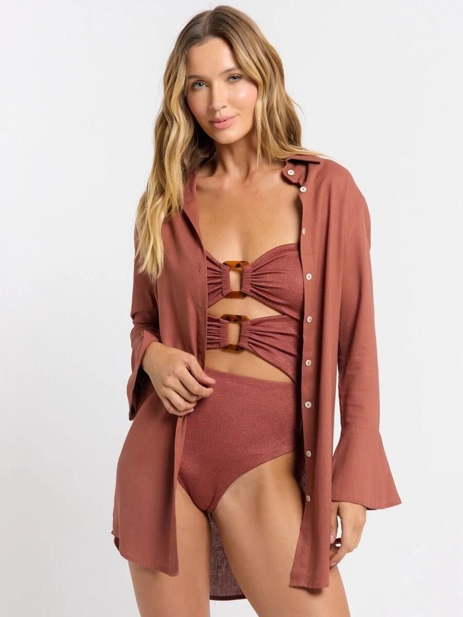 camisa eliana marrom cacau 1308 lefah