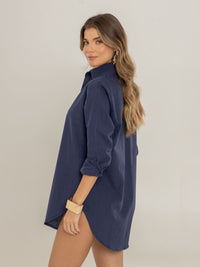 camisa e saia franjas azul marinho 9131 brazil del mar