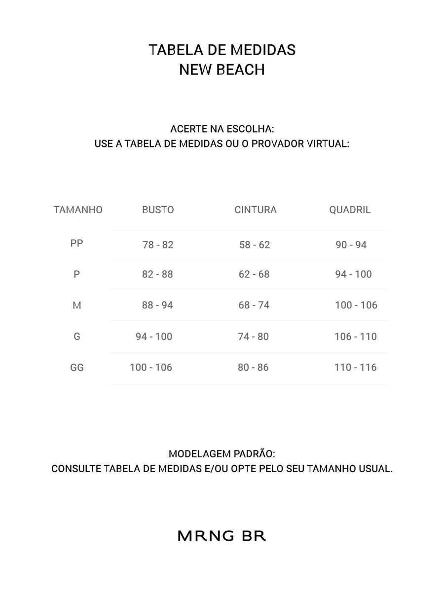 Tabela de medidas