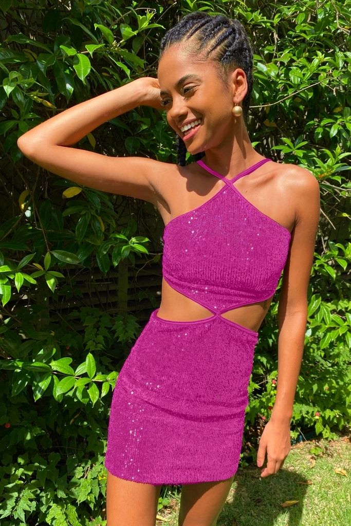 vestido vera paetê pink VE01 triya