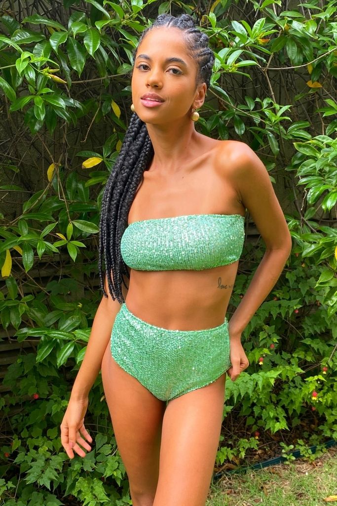 top glam paetê verde TP02 triya