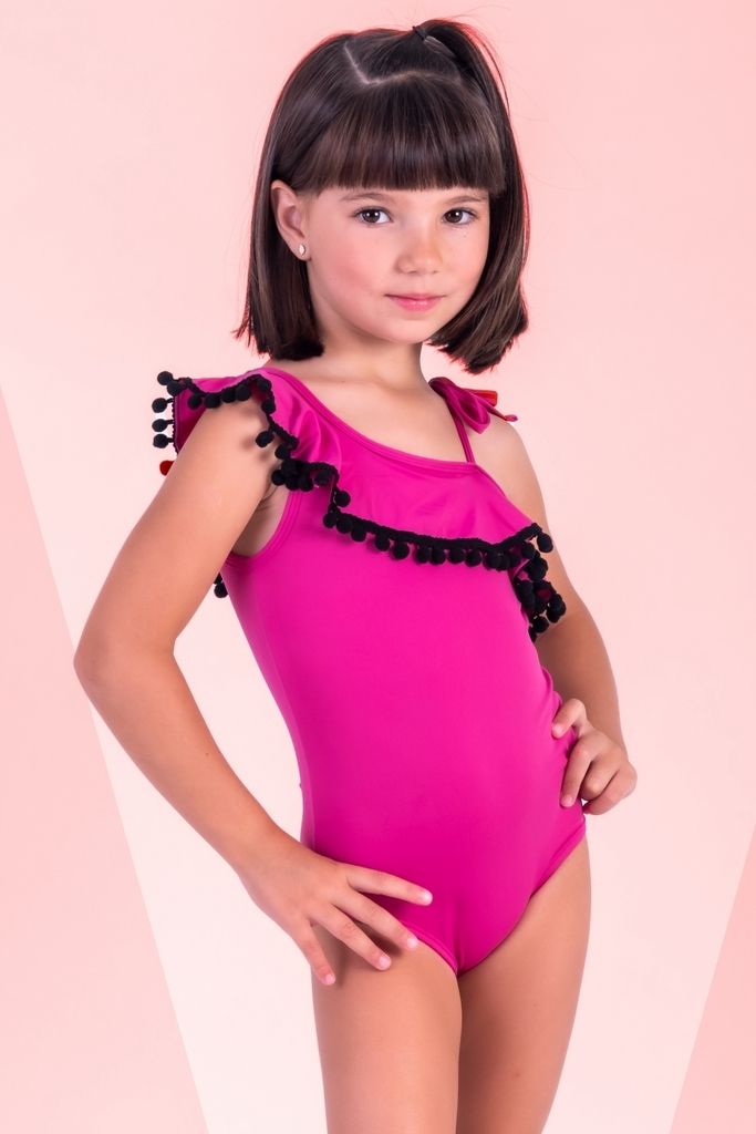maiô infantil babados rosa 0919 de chelles