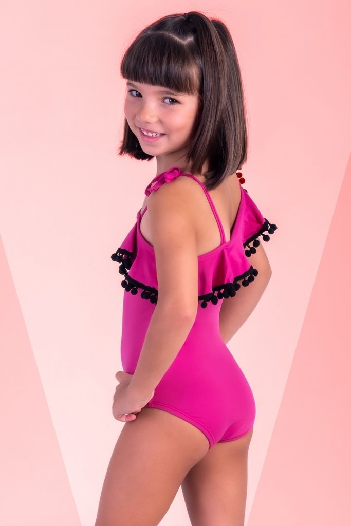 maiô infantil babados rosa 0919 de chelles