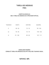 Tabela de medidas