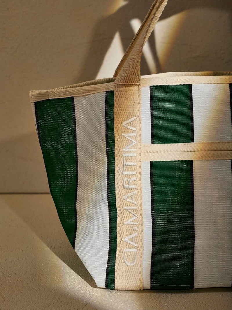 bolsa tela listrada verde 18584 cia marítima