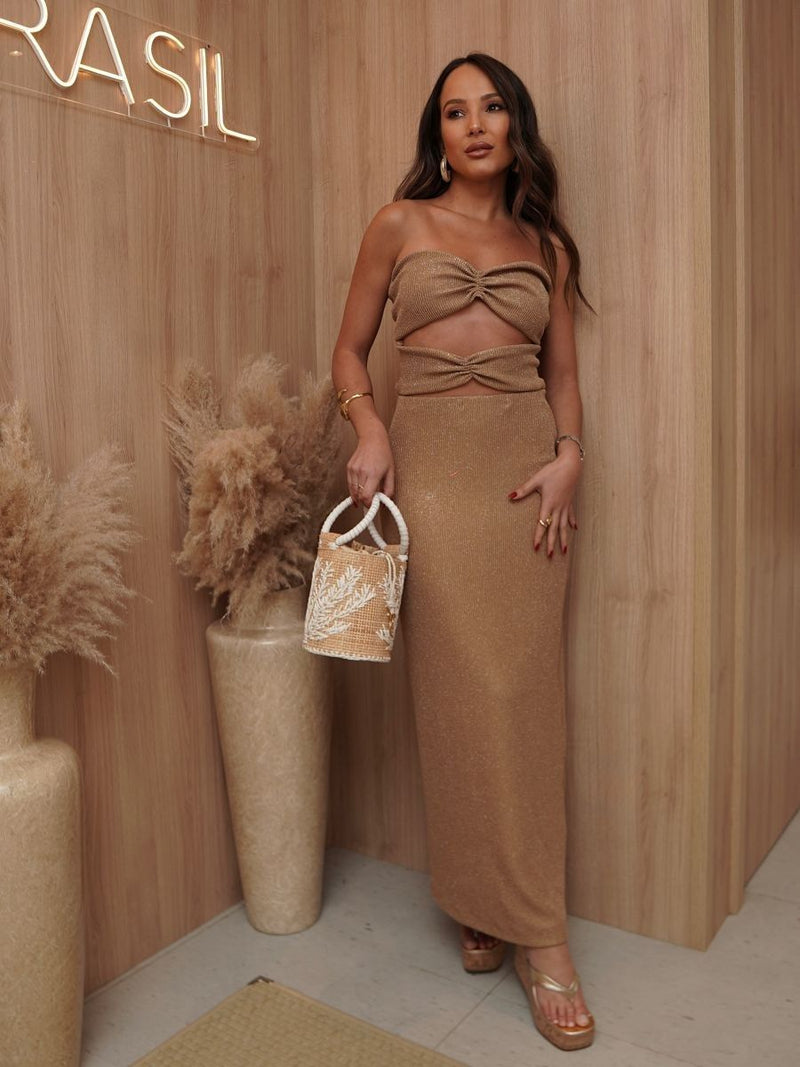 vestido multi alba lurex camelo VE01 triya