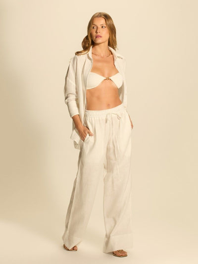 calça linho off white kennedy 00722 la sirène
