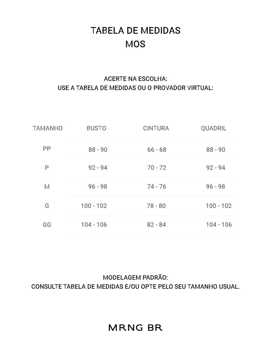 Tabela de medidas