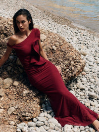 vestido longo tule vermelho zoé 0956 oásis resortwear