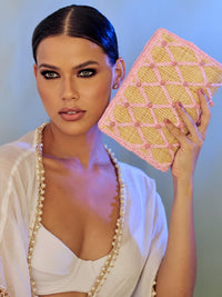 clutch de palha jewel baby pink 0609 lis fiaschi
