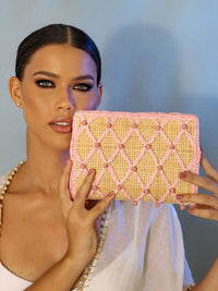 clutch de palha jewel baby pink 0609 lis fiaschi