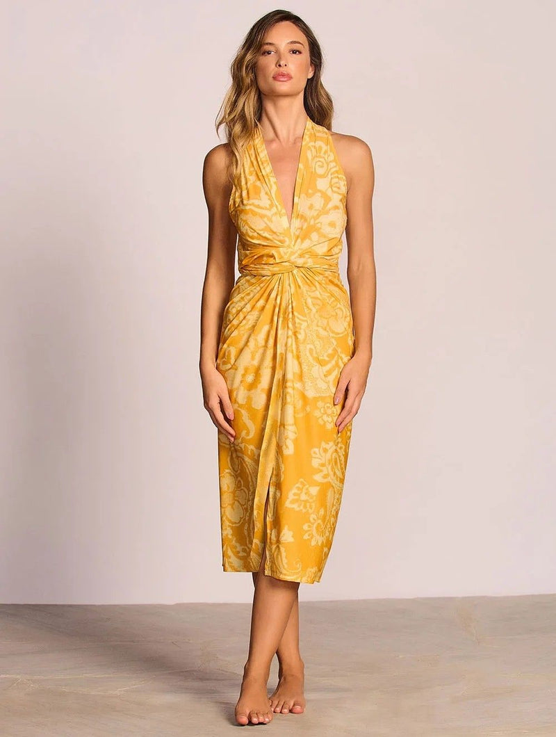 vestido midi amarelo la vie 18186 cia marítima