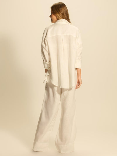 calça linho off white kennedy 00722 la sirène