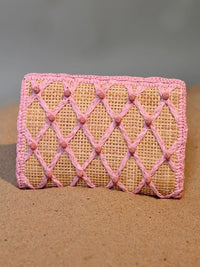clutch de palha jewel baby pink 0609 lis fiaschi