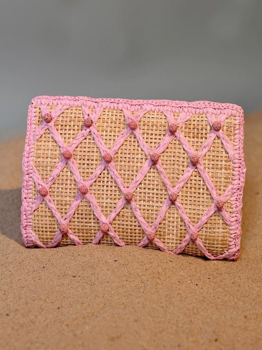 clutch de palha jewel baby pink 0609 lis fiaschi
