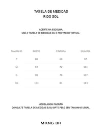 Tabela de medidas