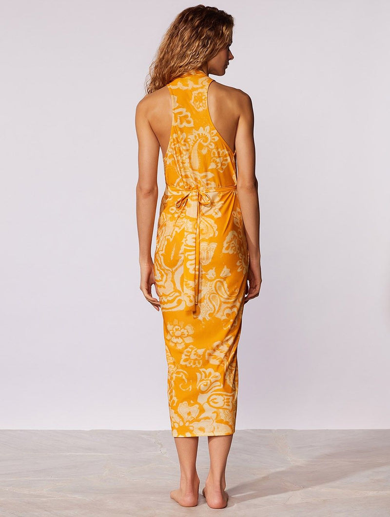 vestido midi amarelo la vie 18186 cia marítima