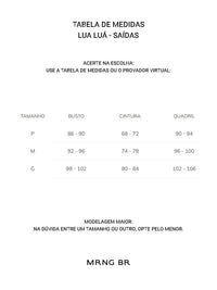 Tabela de medidas