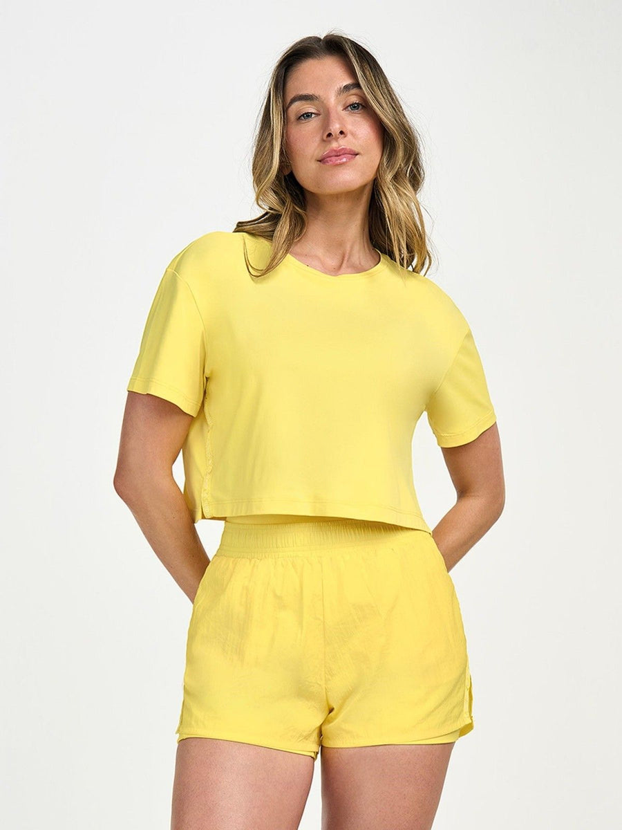 t-shirt cropped amarela 2511704 alto giro