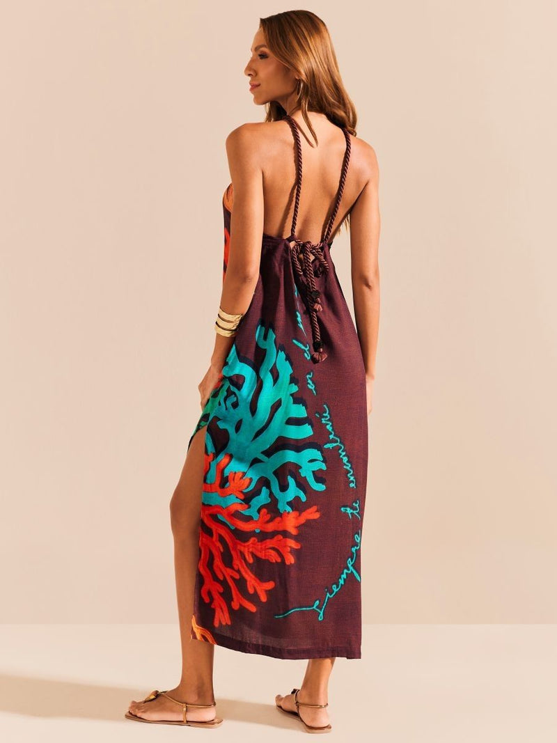 vestido longo reino coral 1858 de chelles