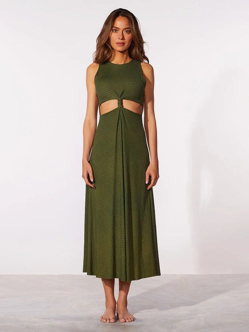 vestido midi verde olive 19355 cia marítima