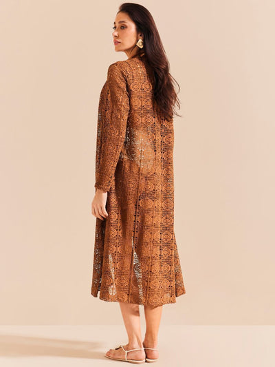 cardigan longo de tela marrom 1937 de chelles