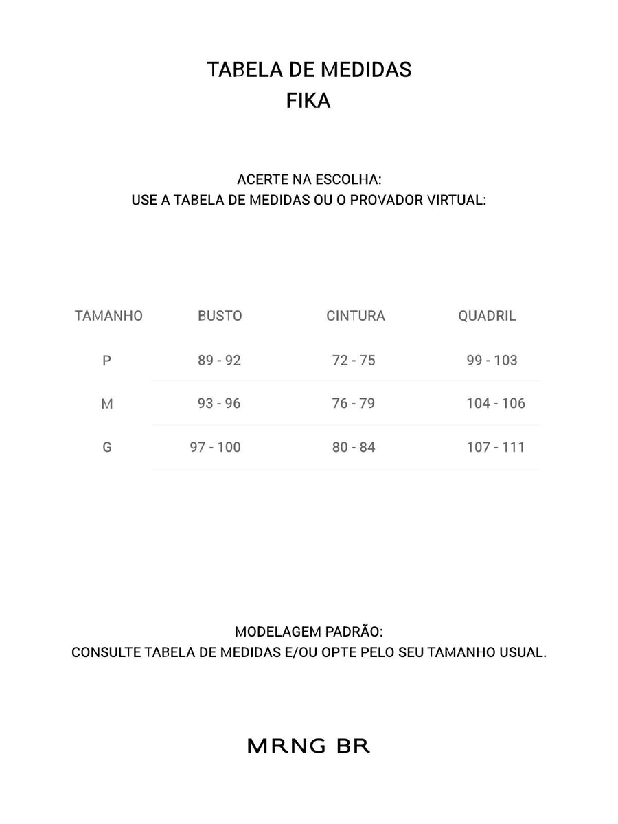 Tabela de medidas