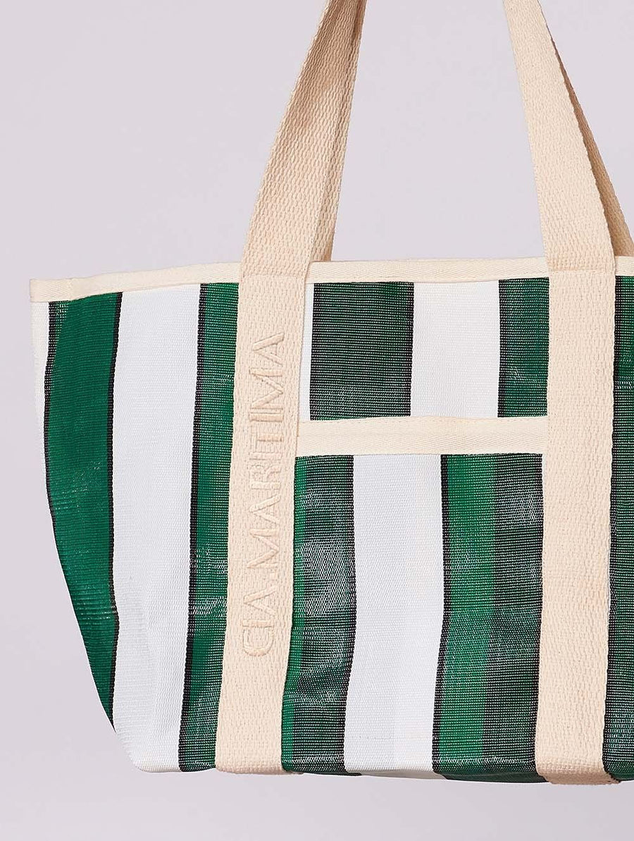 bolsa tela listrada verde 18584 cia marítima