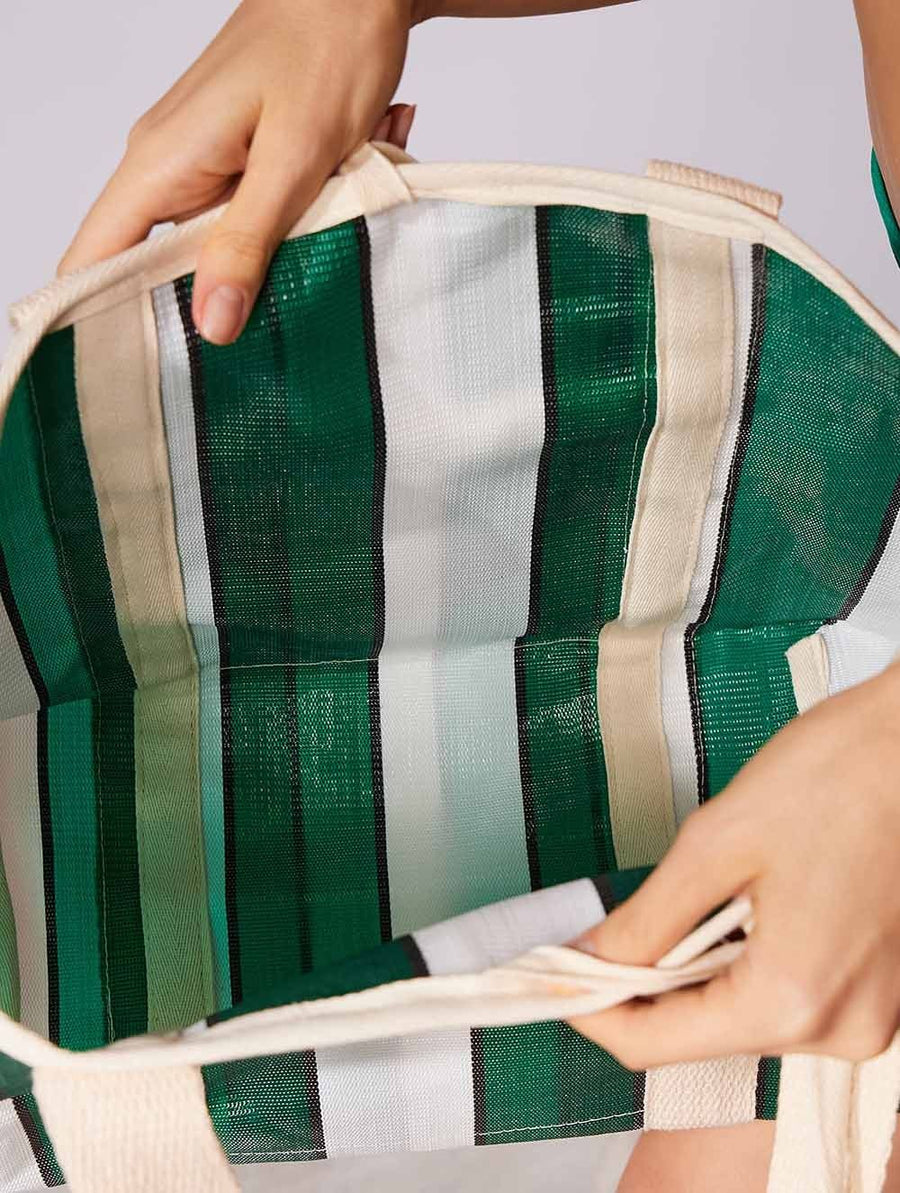 bolsa tela listrada verde 18584 cia marítima