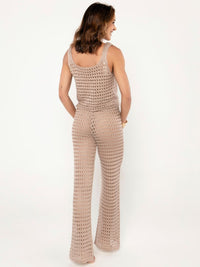 top e calça tricot areia 9165T brazil del mar
