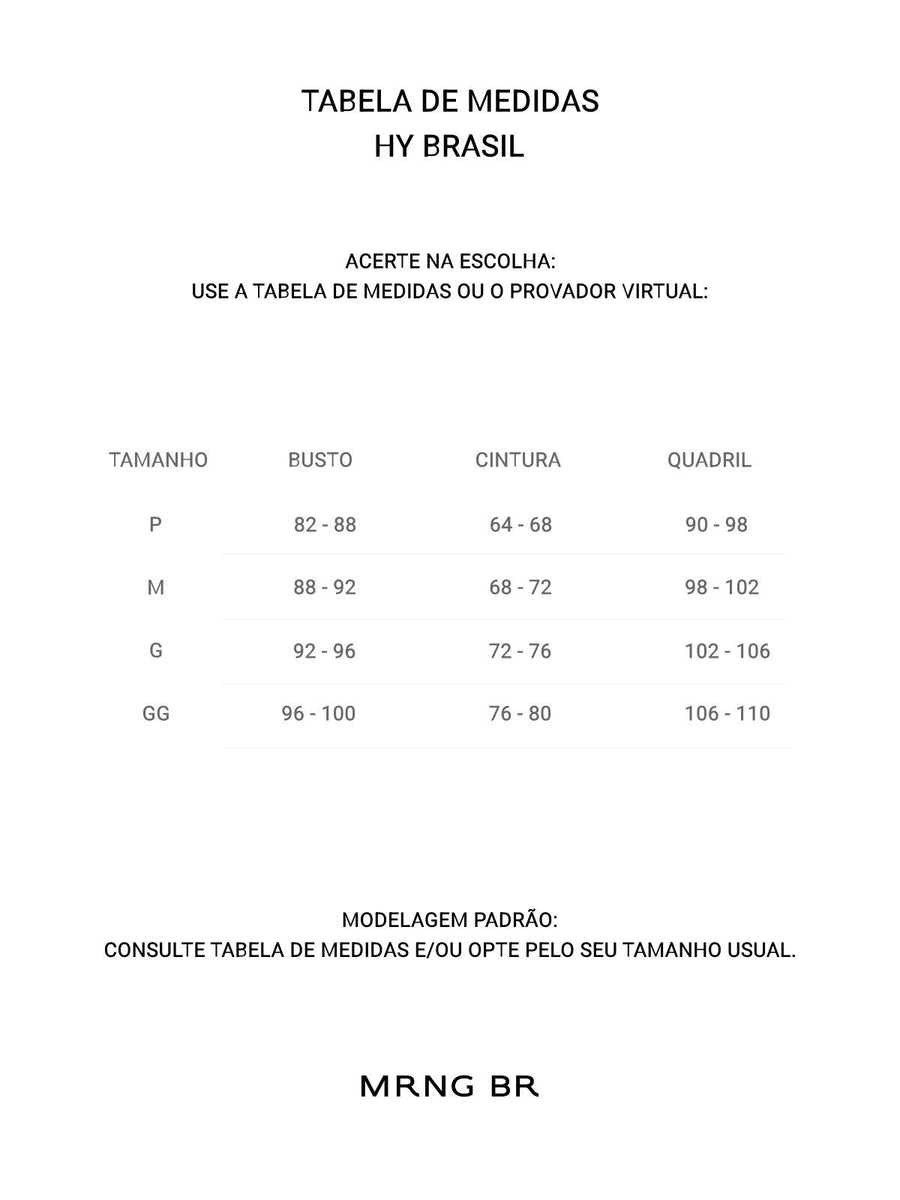 Tabela de medidas