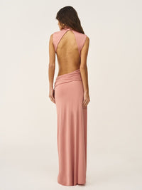vestido longo jasira rosa 1033 oásis resortwear