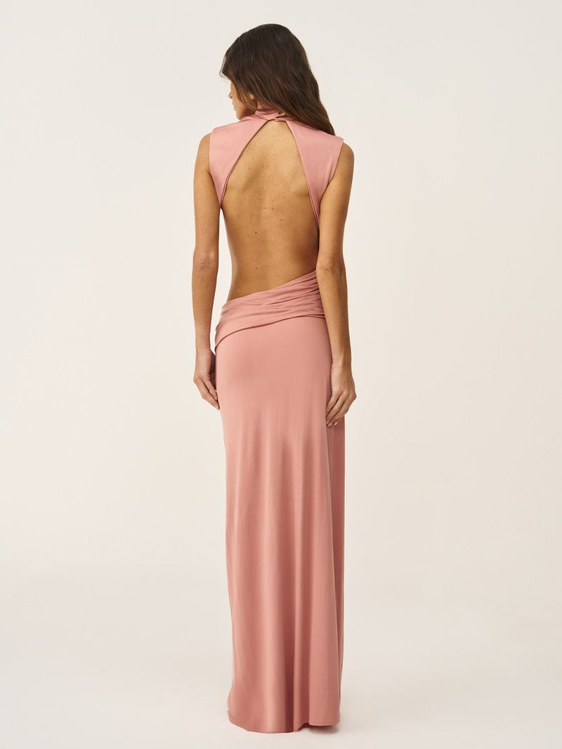 vestido longo jasira rosa 1033 oásis resortwear