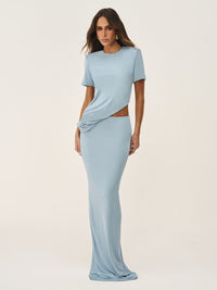 conjunto blusa e saia dakota azul 0481 oásis resortwear