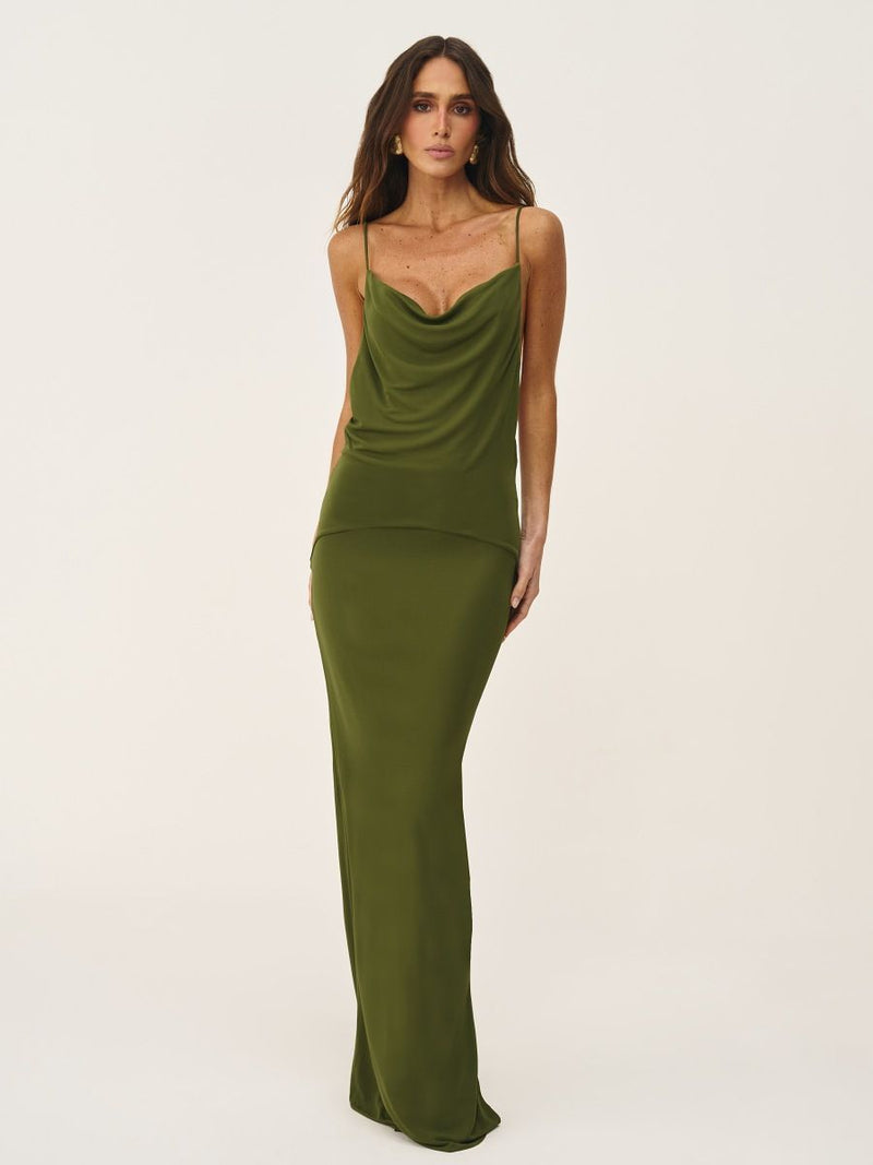 vestido longo isalye verde 1040 oásis resortwear