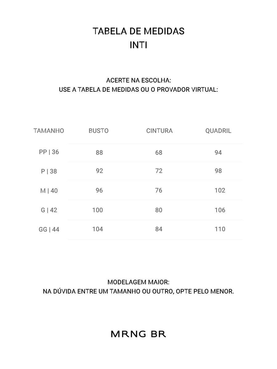 Tabela de medidas