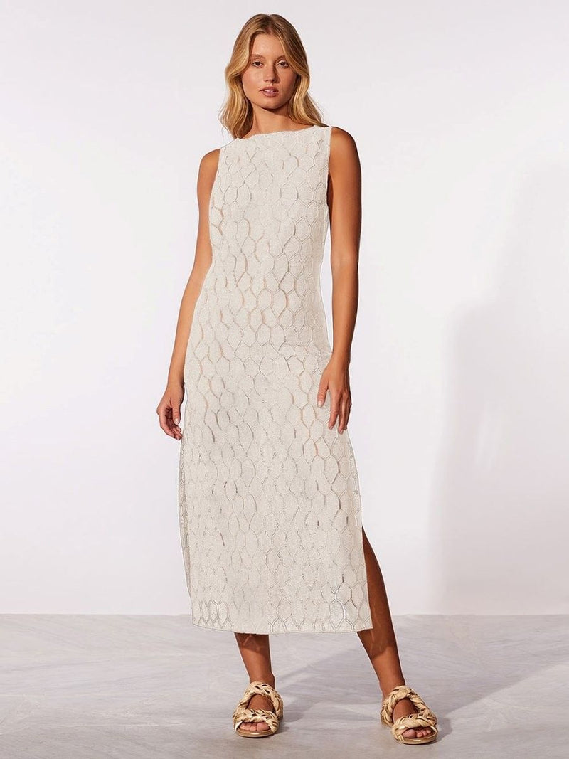 vestido midi textura off white 19394 cia marítima