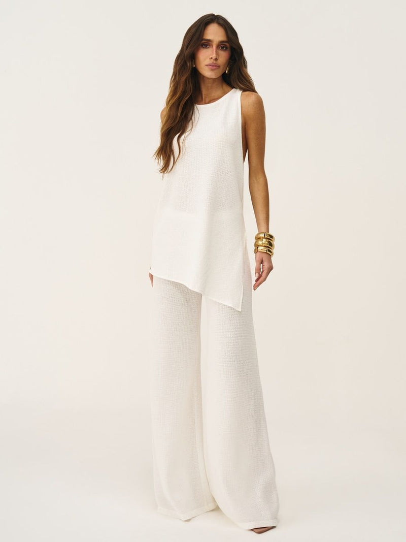 conjunto blusa e calça amyra off white 0492 oásis resortwear
