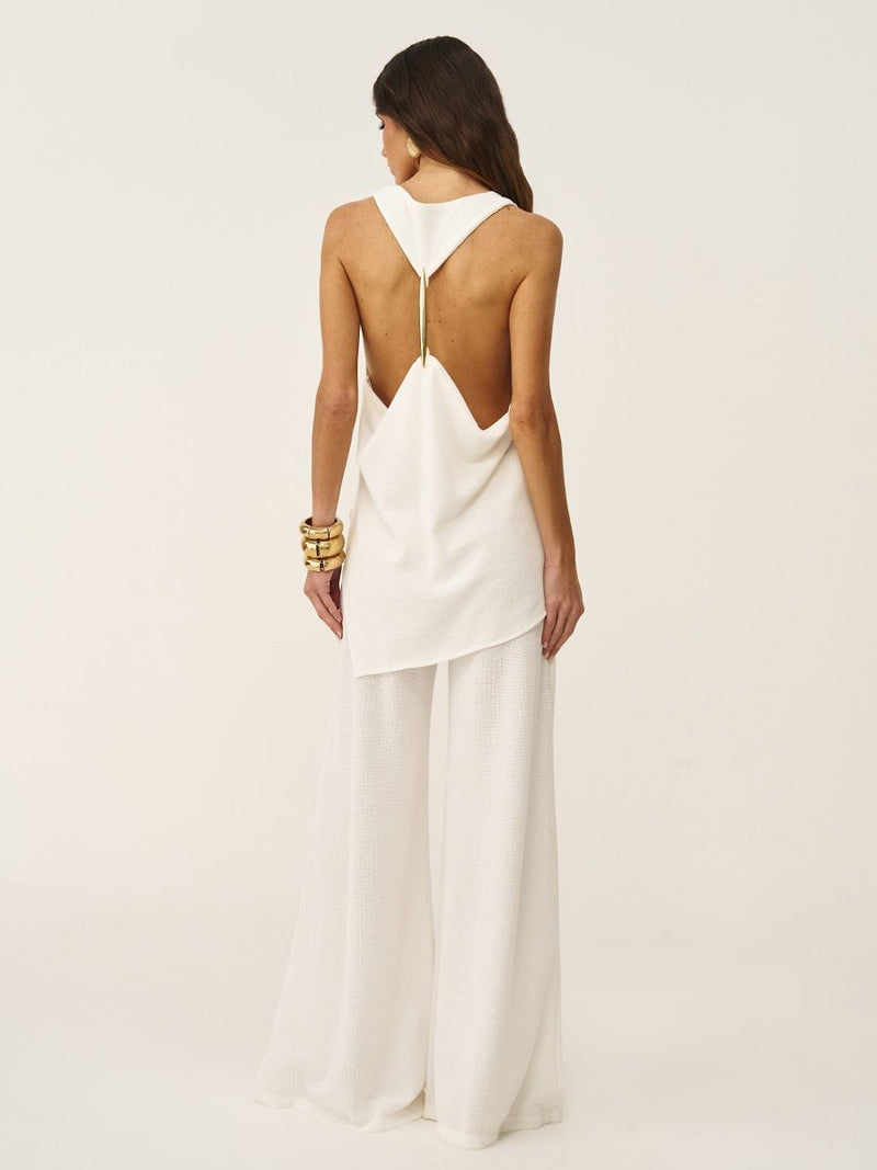 conjunto blusa e calça amyra off white 0492 oásis resortwear
