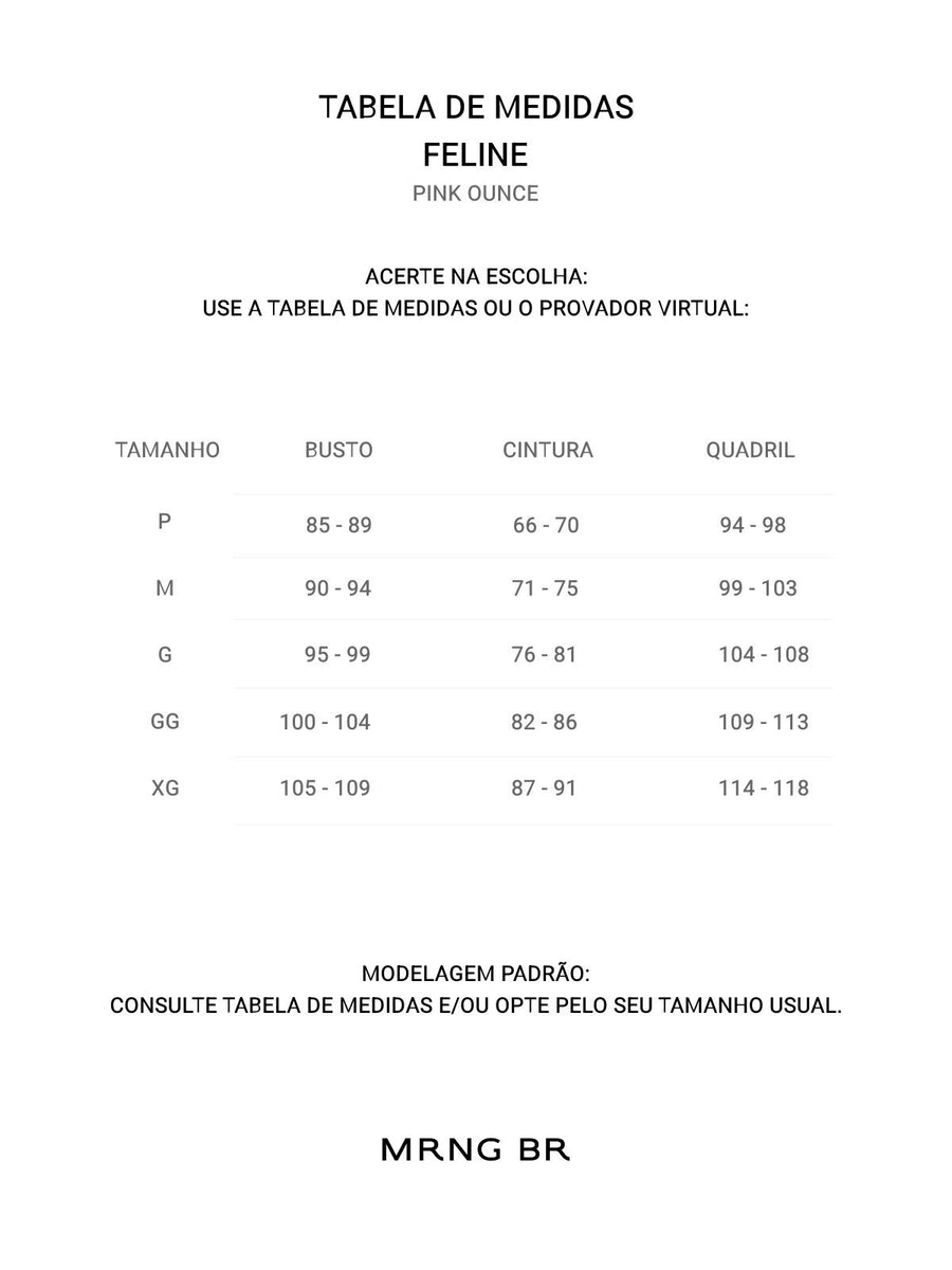 Tabela de medidas