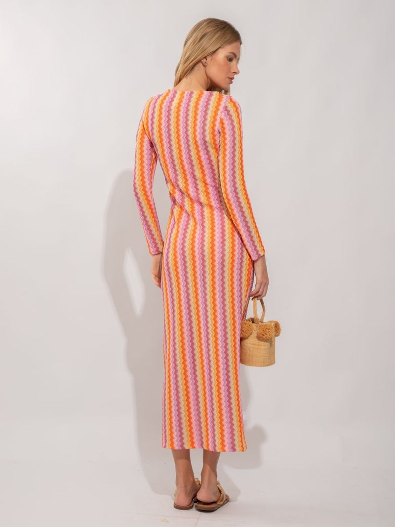 vestido longo tricot lele sky rainbow R03 nidas