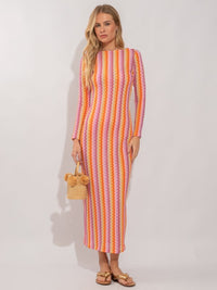 vestido longo tricot lele sky rainbow R03 nidas