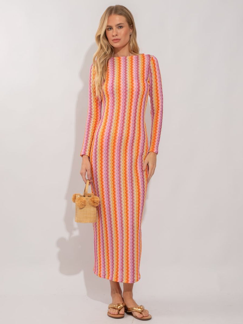 vestido longo tricot lele sky rainbow R03 nidas