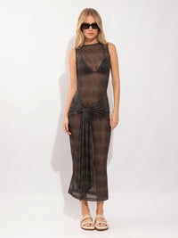 vestido midi isabela black poá R03 nidas