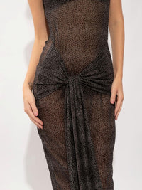 vestido midi isabela black poá R03 nidas