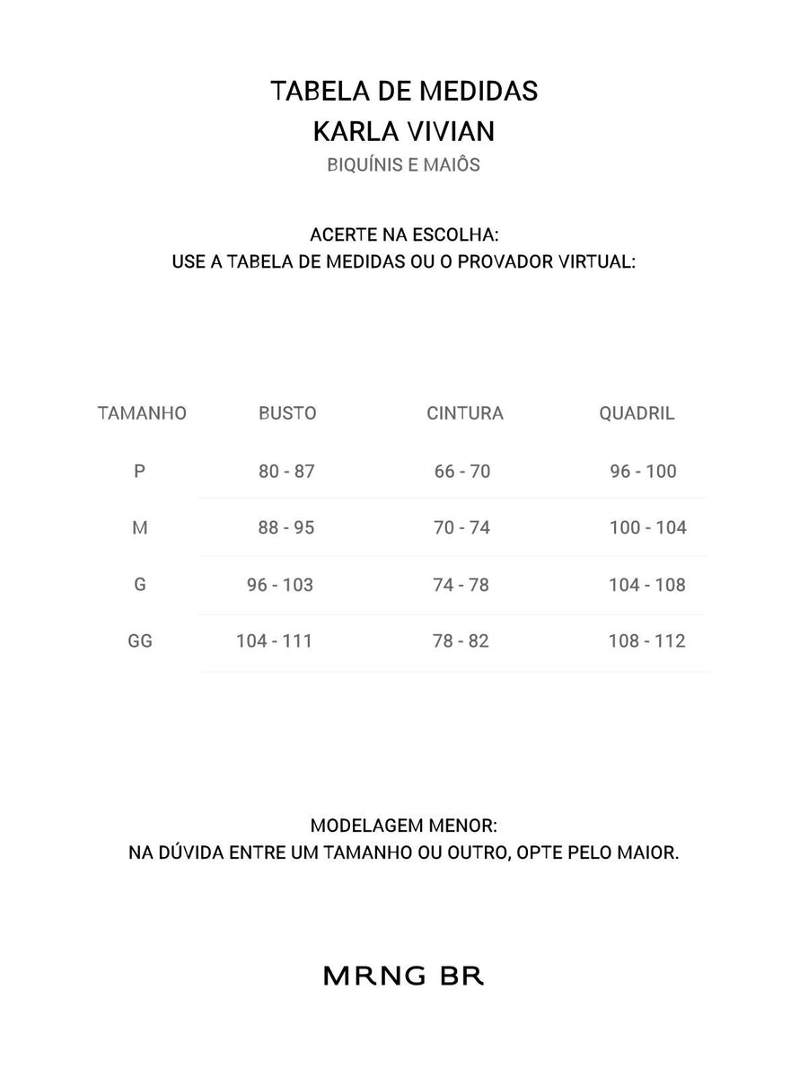 Tabela de medidas
