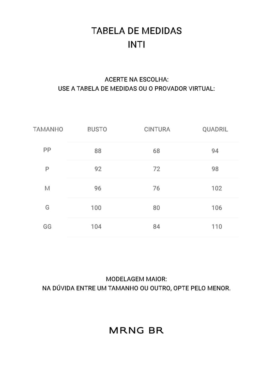 Tabela de medidas