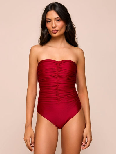 maiô drapeado vermelho divino 0101 mos beachwear