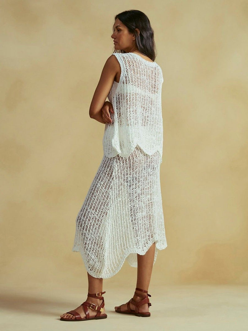 saia midi tricot off white 20631 cia marítima